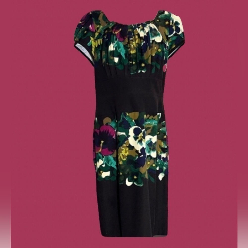 Suzie Chin for Maggie Boutique Black Dress with Pansies